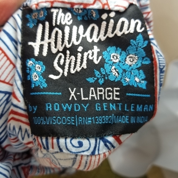 The Hawaiian Shirt by Rowdy Gentleman red blue print - Picture 7 of 7